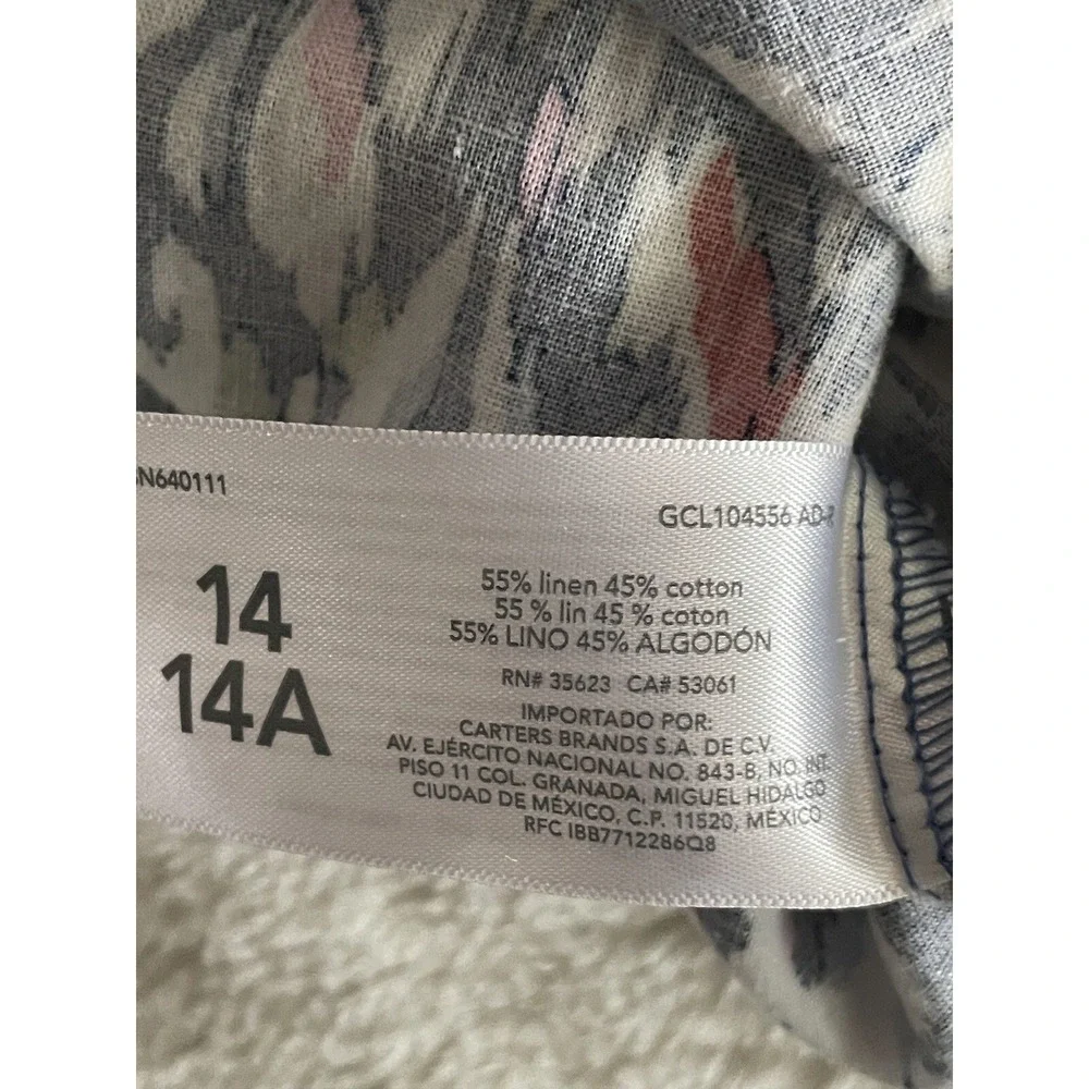 OshKosh B'gosh Tank Top Linen Cotton Ikat Casual Coastal 14/14A
